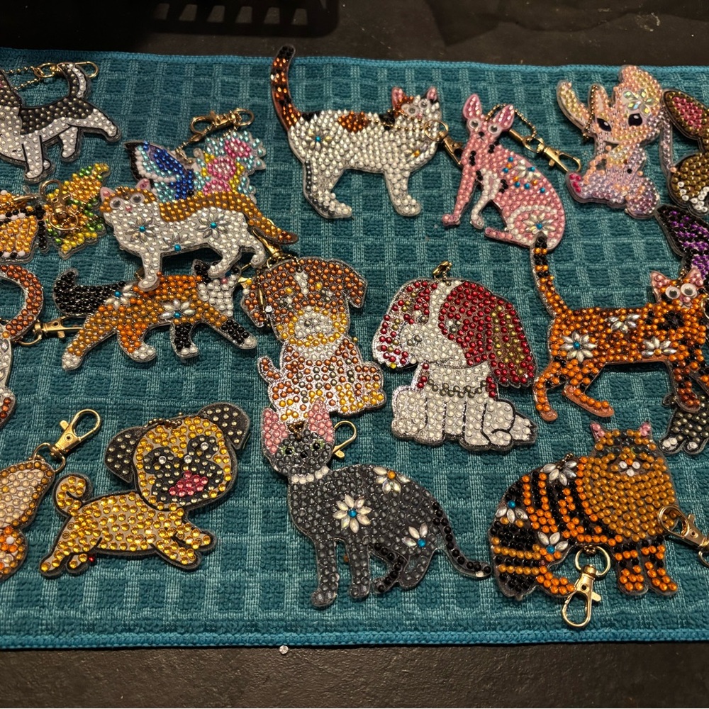 Beaded Animal Keychains Set - Diamond art bulk lot double sided